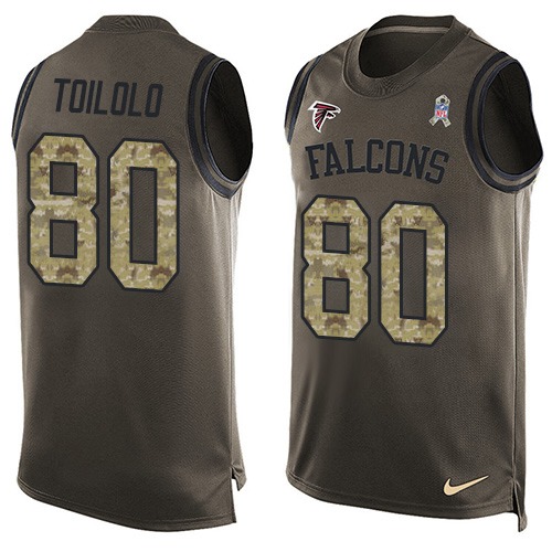 Men's Limited Levine Toilolo Nike Jersey Green - #80 Salute to Service Tank Top NFL Atlanta Falcons